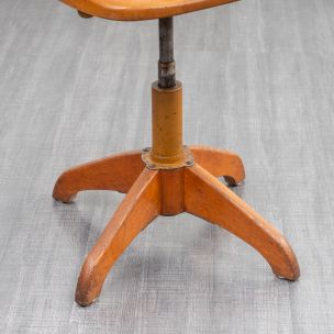 Vintage adjustable desk chair in solid beech, 1950s