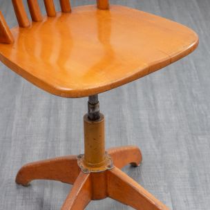 Vintage adjustable desk chair in solid beech, 1950s