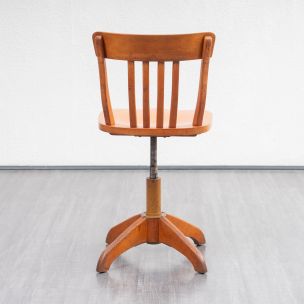 Vintage adjustable desk chair in solid beech, 1950s