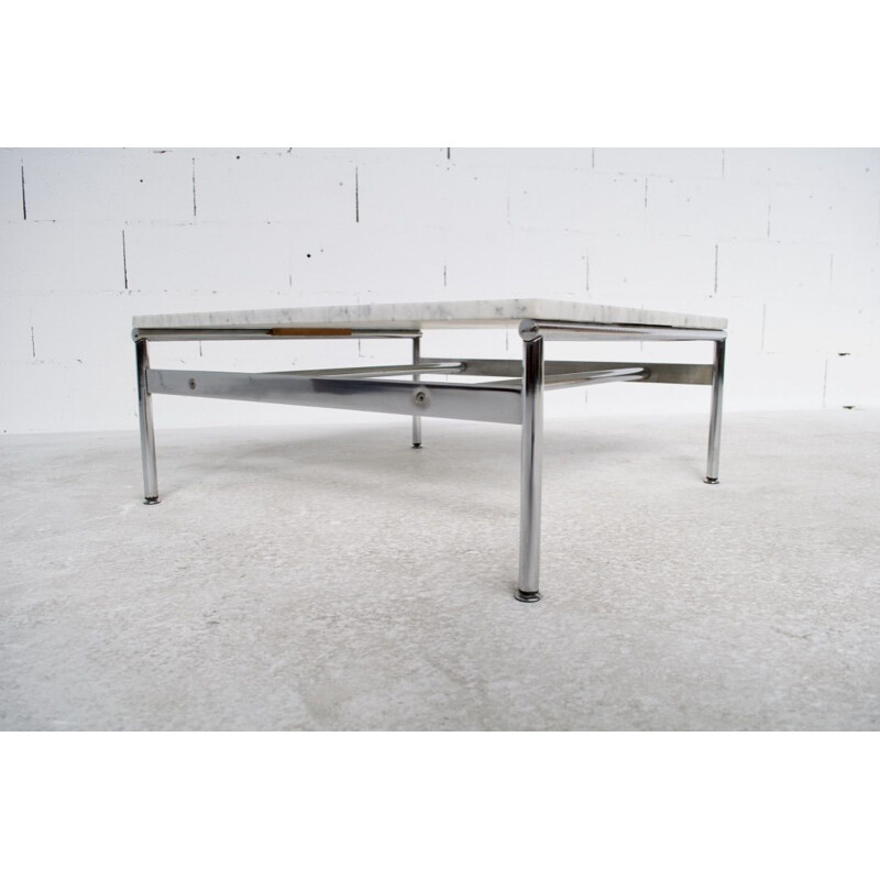 Vintage marble and chrome steel coffee table, 1970s