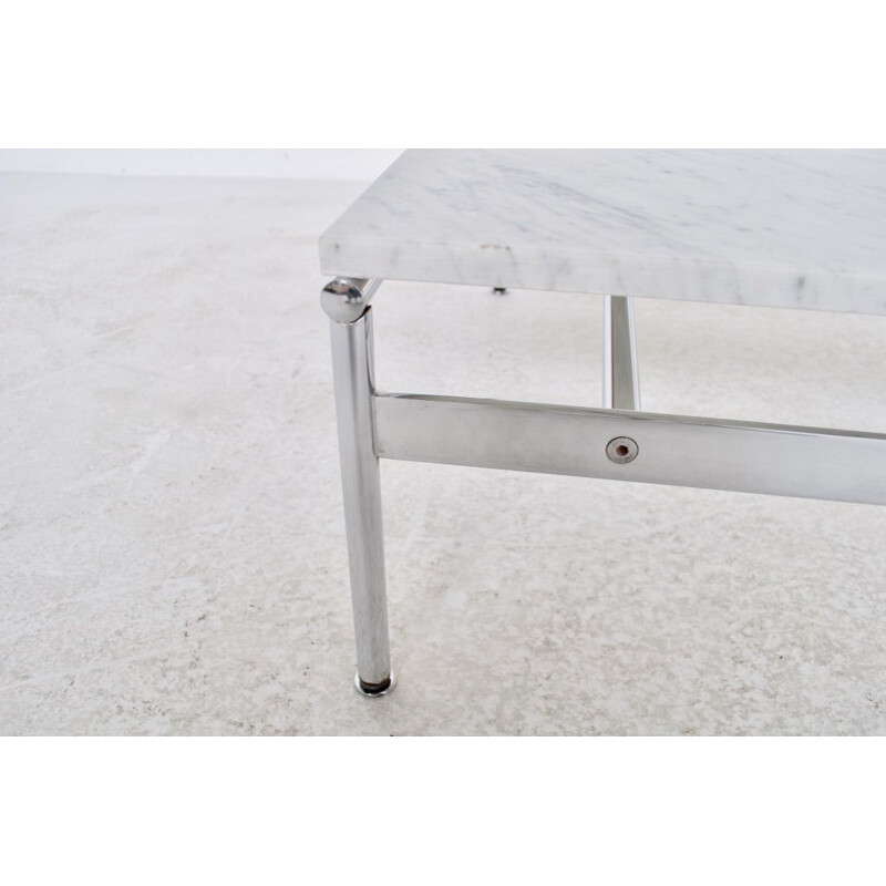Vintage marble and chrome steel coffee table, 1970s