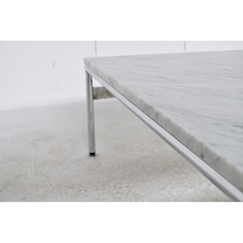 Table basse vintage en marbre et acier chromé, 1970
