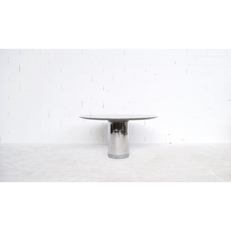 Vintage dining table by Lino Sabattini in granite and steel, 1980s