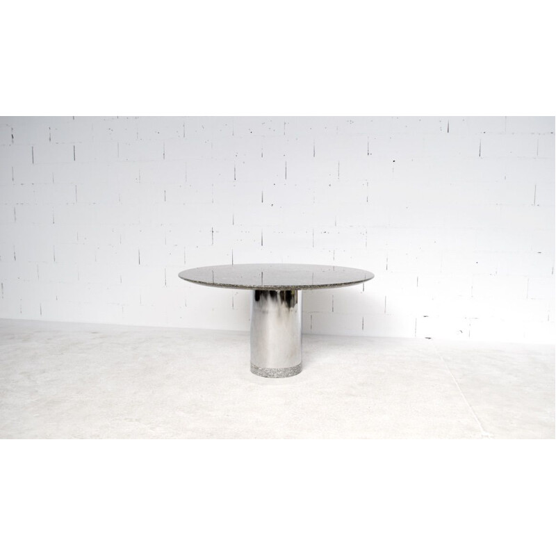 Vintage dining table by Lino Sabattini in granite and steel, 1980s