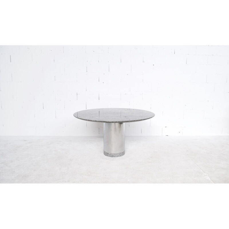 Vintage dining table by Lino Sabattini in granite and steel, 1980s