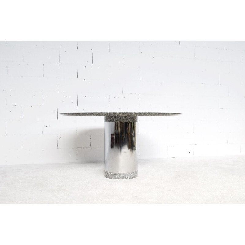 Vintage dining table by Lino Sabattini in granite and steel, 1980s