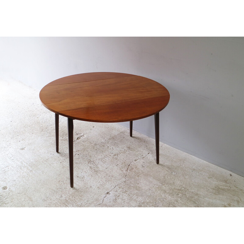 Teak english vintage drop leaf dining table, 1970s