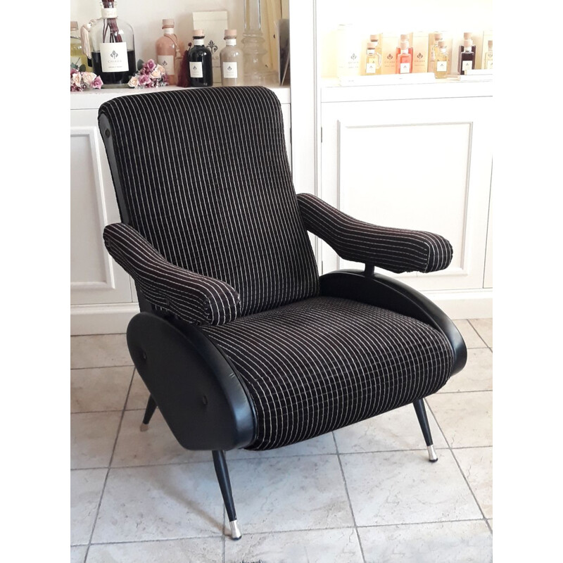 Black italian vintage armchair, 1970s