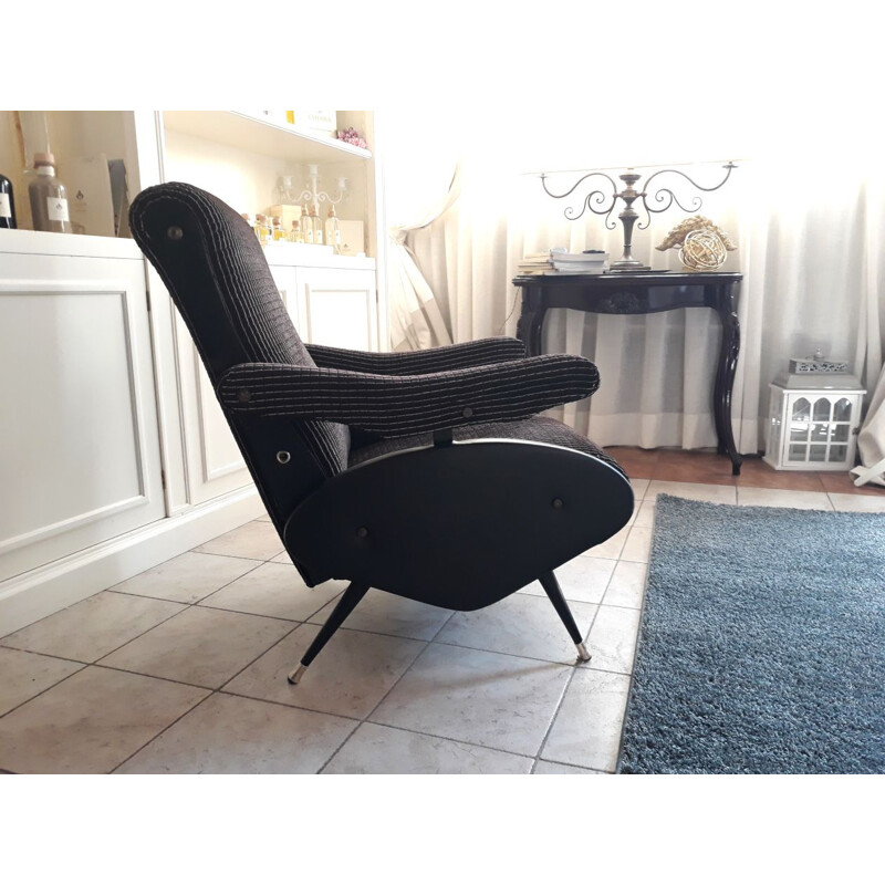 Black italian vintage armchair, 1970s