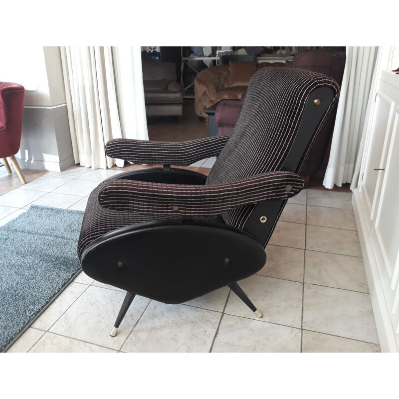 Fauteuil vintage italien noir, 1970