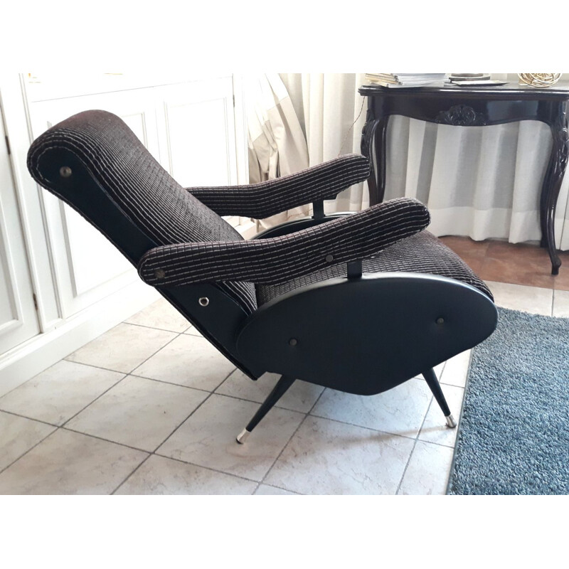 Black italian vintage armchair, 1970s