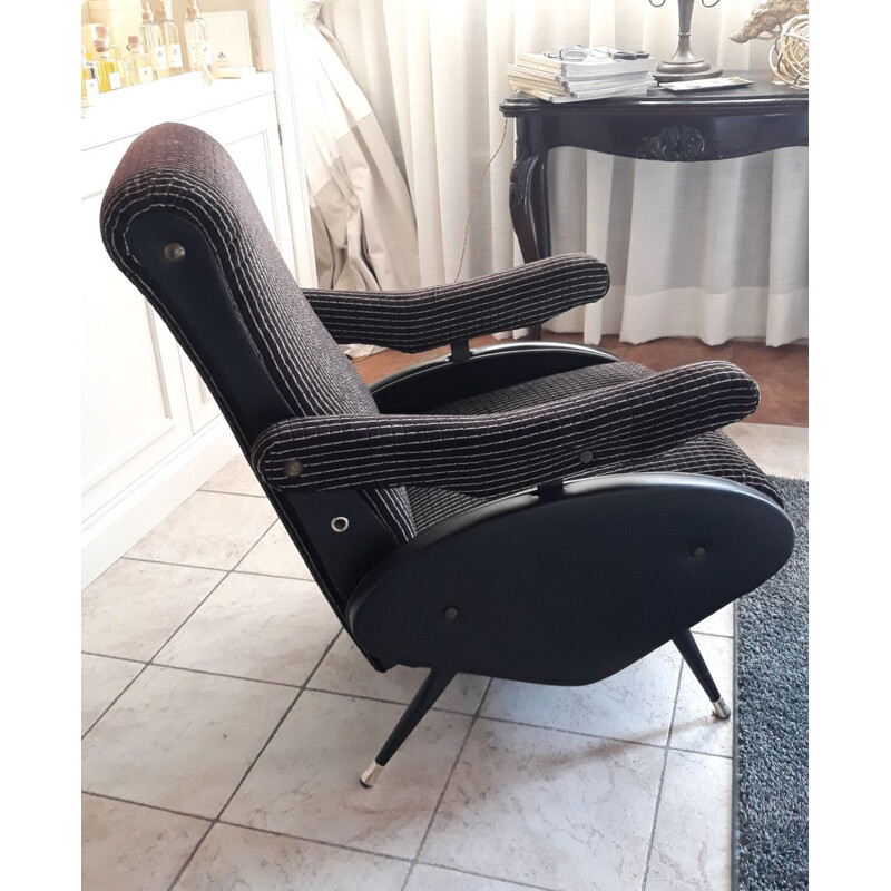 Zwarte Italiaanse vintage fauteuil, 1970