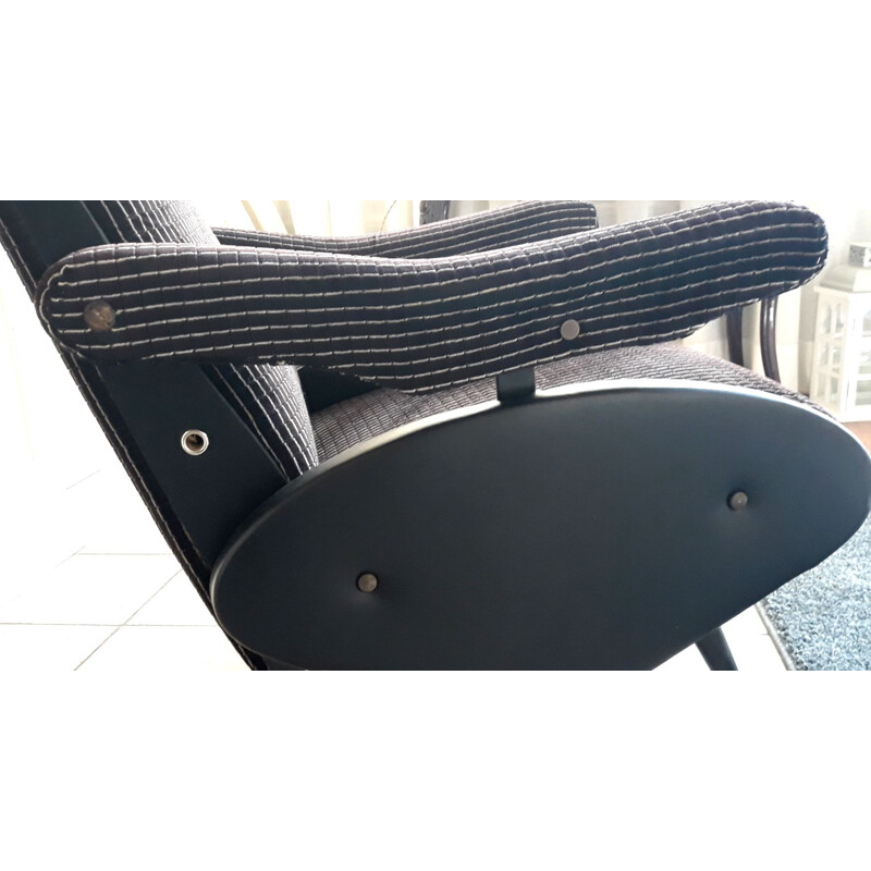 Sillón negro italiano de época, 1970