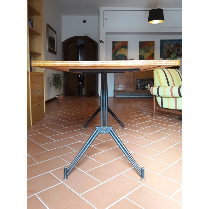 Vintage-Tisch aus zweifarbigem Holz und Eisen, Italien 1950