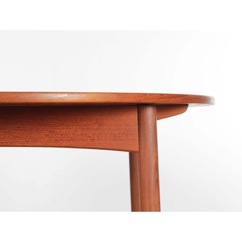 Teak round scandinavian vintage dining table with extension, 1960s