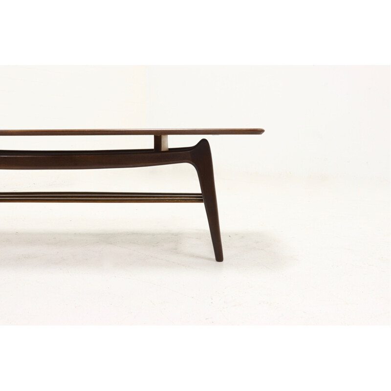 Vintage teak coffee table by Louis van Teeffelen for WeBe, 1950s