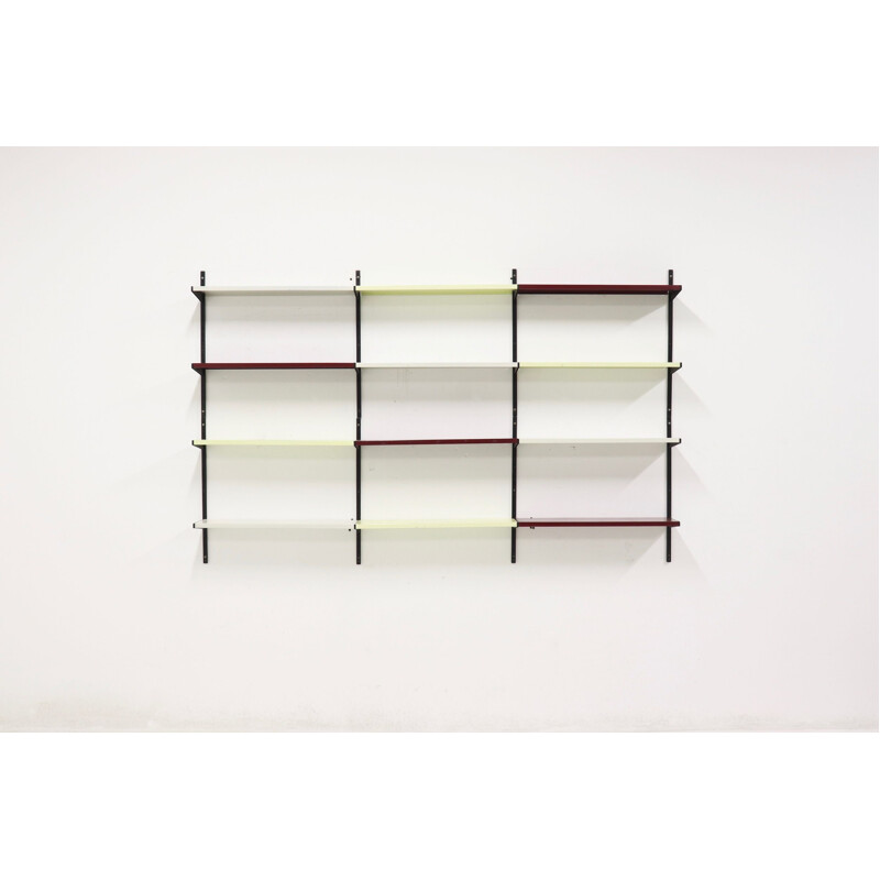 Vintage Dutch design metal shelving unit, 1950s