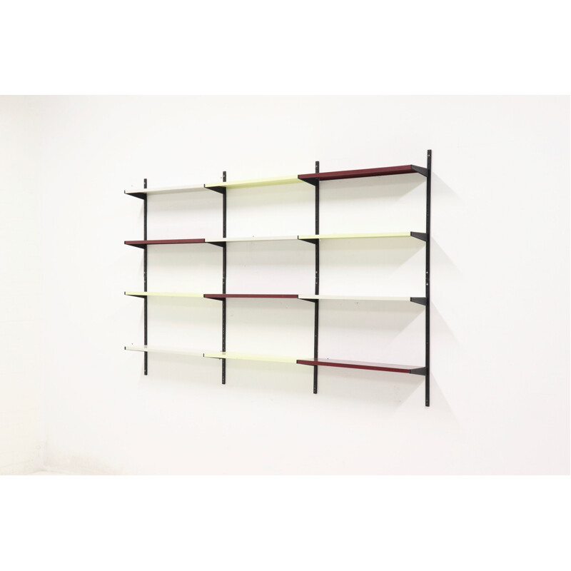 Vintage Dutch design metal shelving unit, 1950s