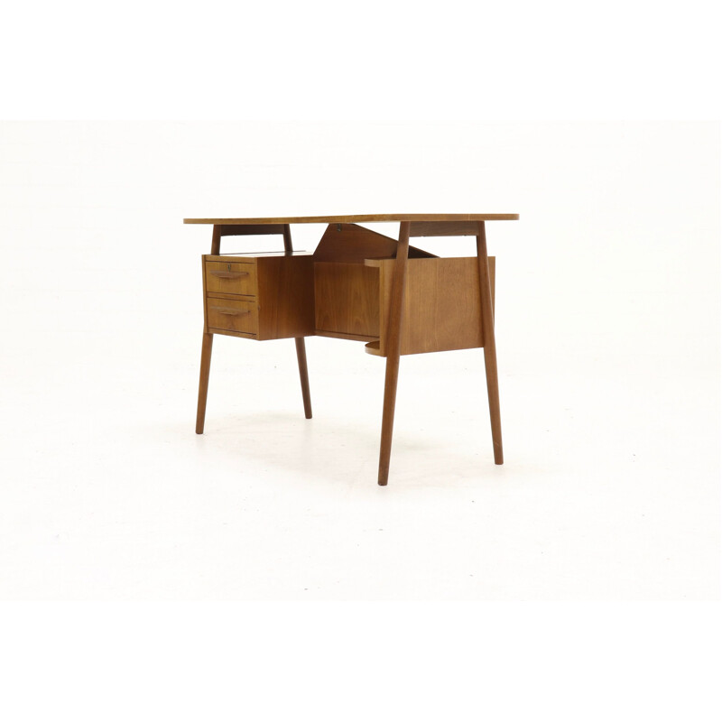 Vintage Danish teak desk by Gunnar Nielsen for Tibergaard, 1960s