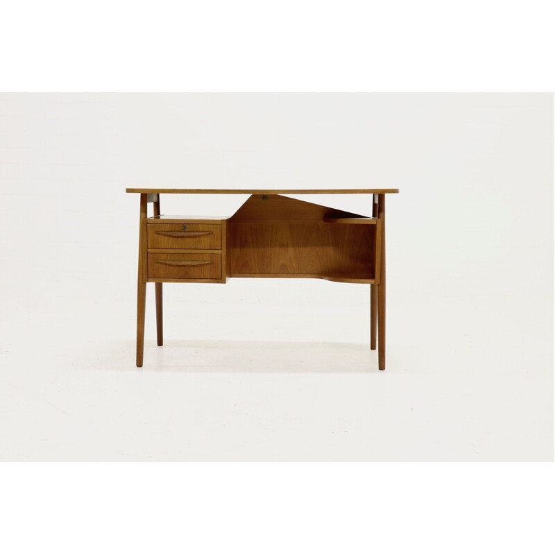 Vintage Danish teak desk by Gunnar Nielsen for Tibergaard, 1960s