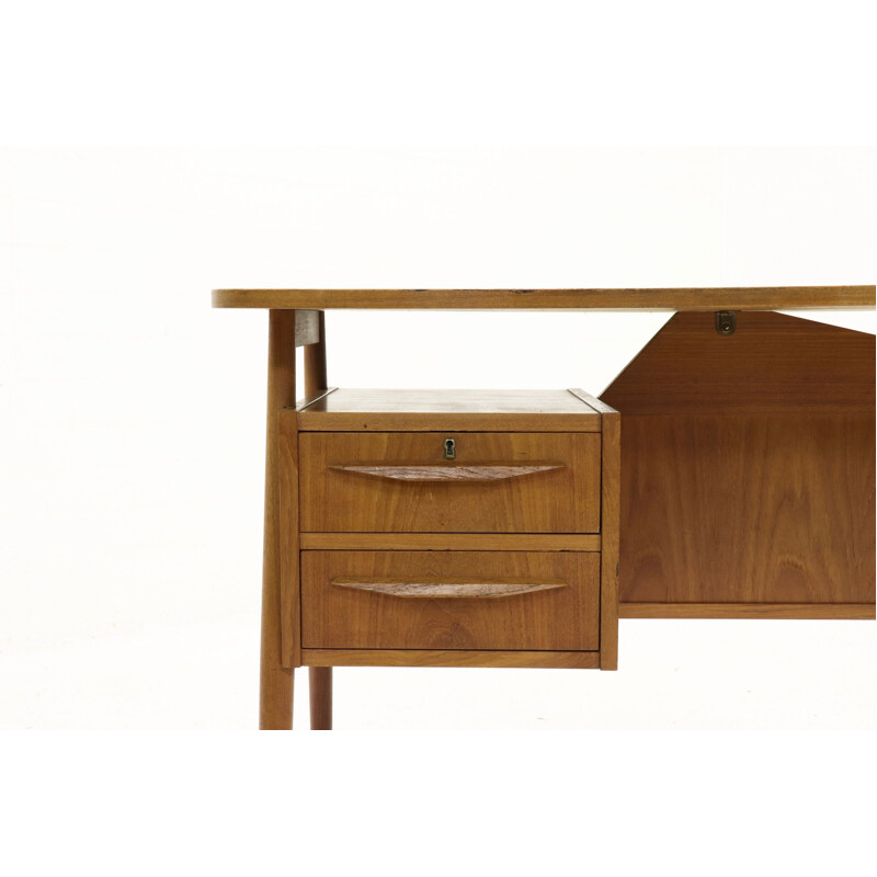 Vintage Danish teak desk by Gunnar Nielsen for Tibergaard, 1960s