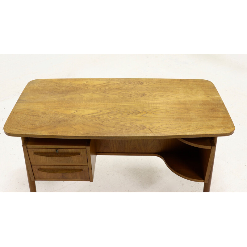 Vintage Danish teak desk by Gunnar Nielsen for Tibergaard, 1960s