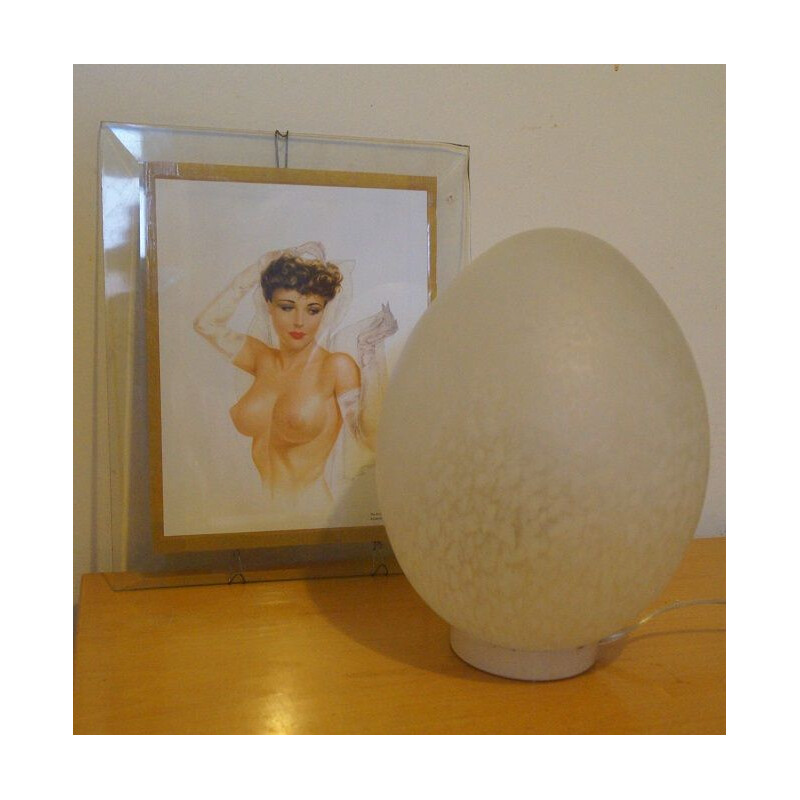 Vintage glass egg lamp, 1970s