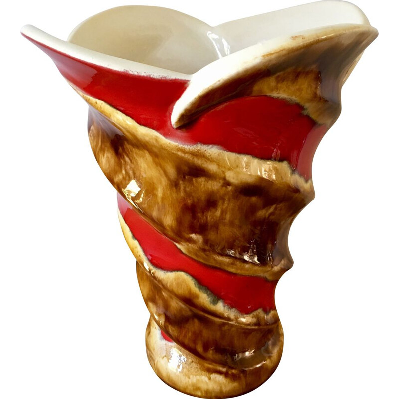 Vintage Emailed Ceramic Vase by BAUDIN