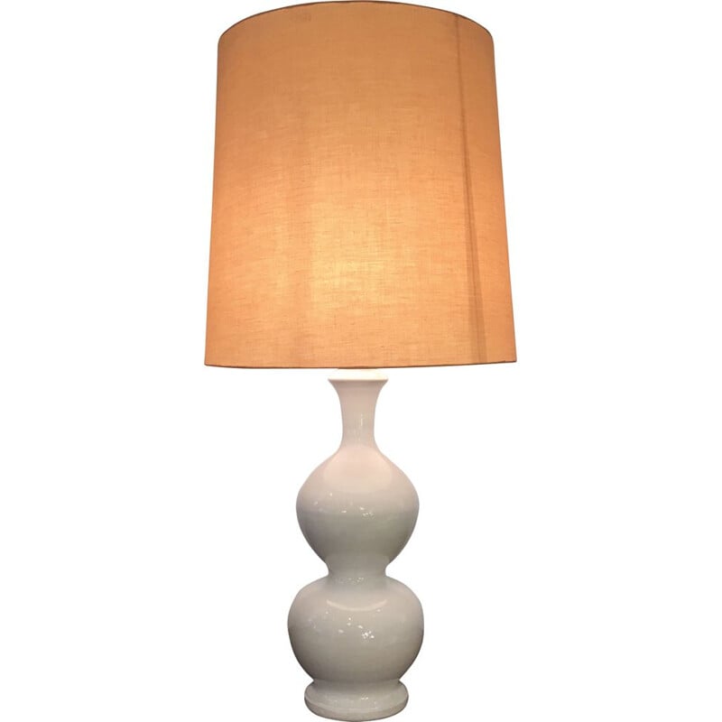 Large vintage lamp in white ceramic, France, 1960s