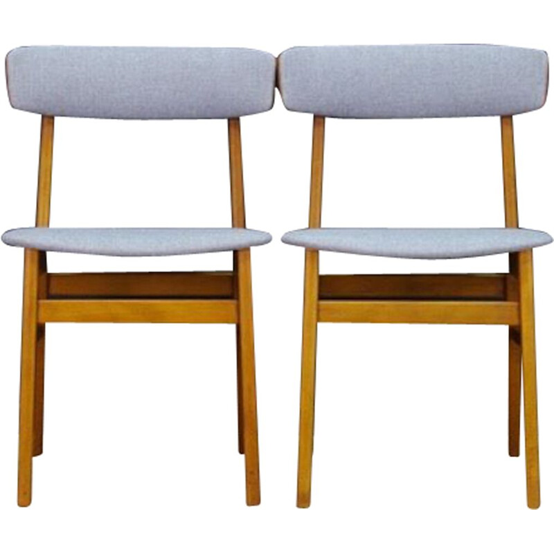 Set of 2 vintage beech wood chairs, Denmark, 1960-70s