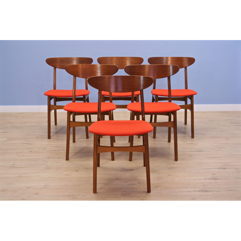 Vintage set of 6 danish dining chairs in teak by Falsled, 1960s