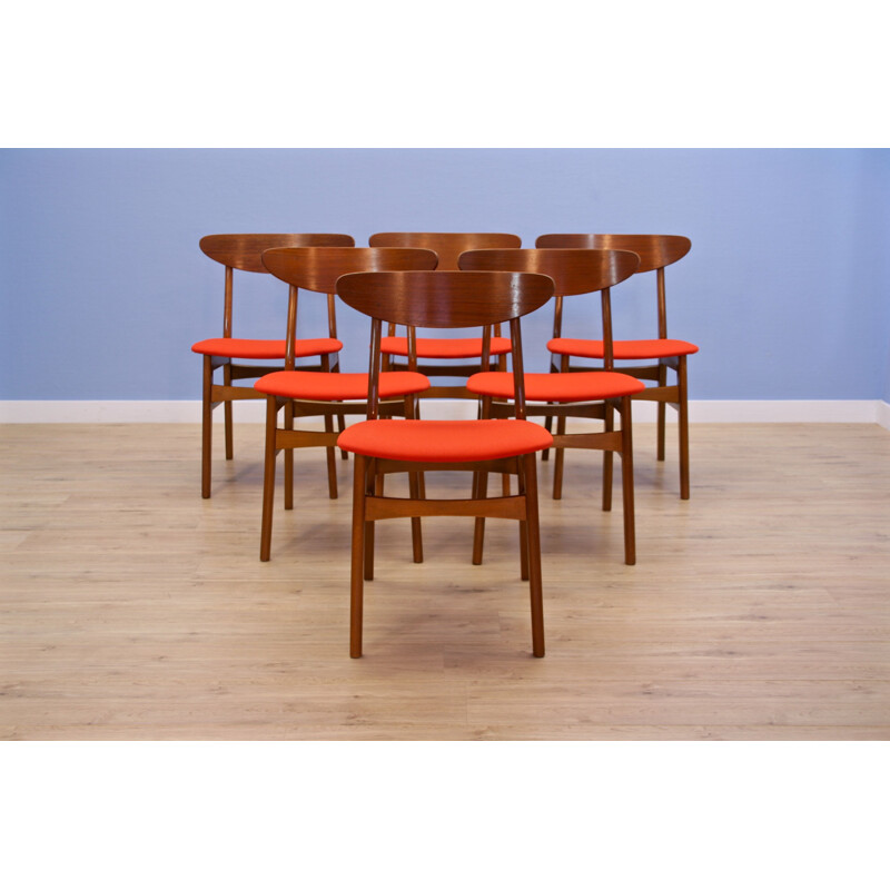 Vintage set of 6 danish dining chairs in teak by Falsled, 1960s