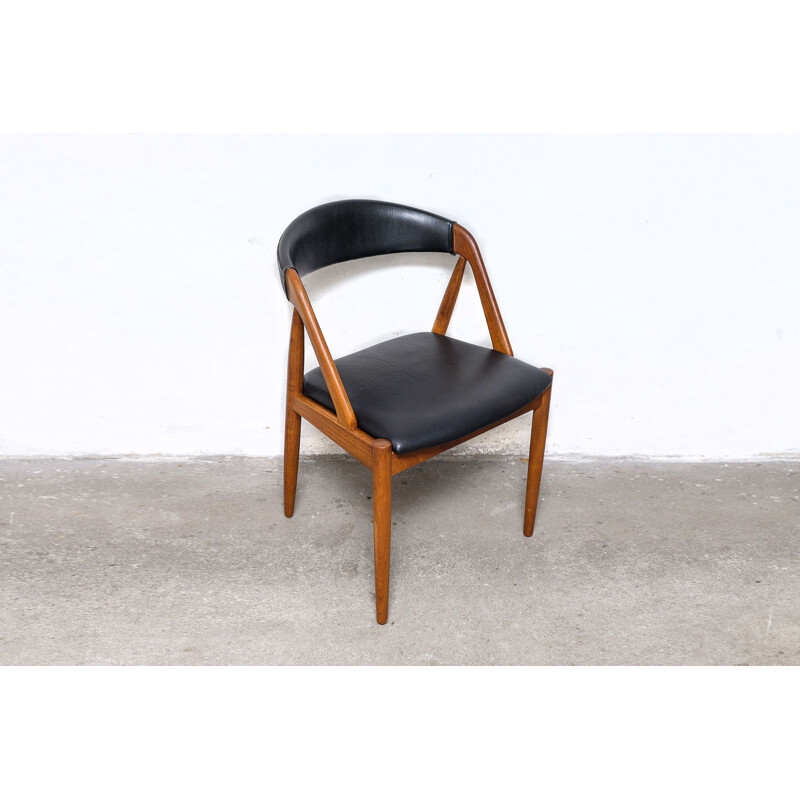 Vintage Teak & Skai Chair by Kai Kristiansen for Schou Andersen, 1960s