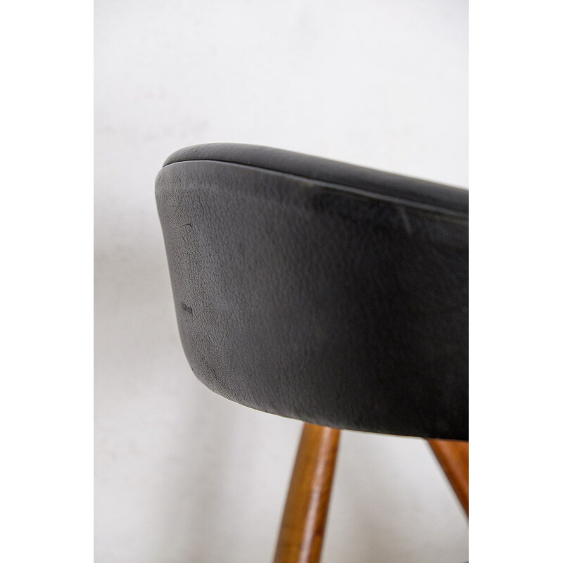 Vintage Teak & Skai Chair by Kai Kristiansen for Schou Andersen, 1960s