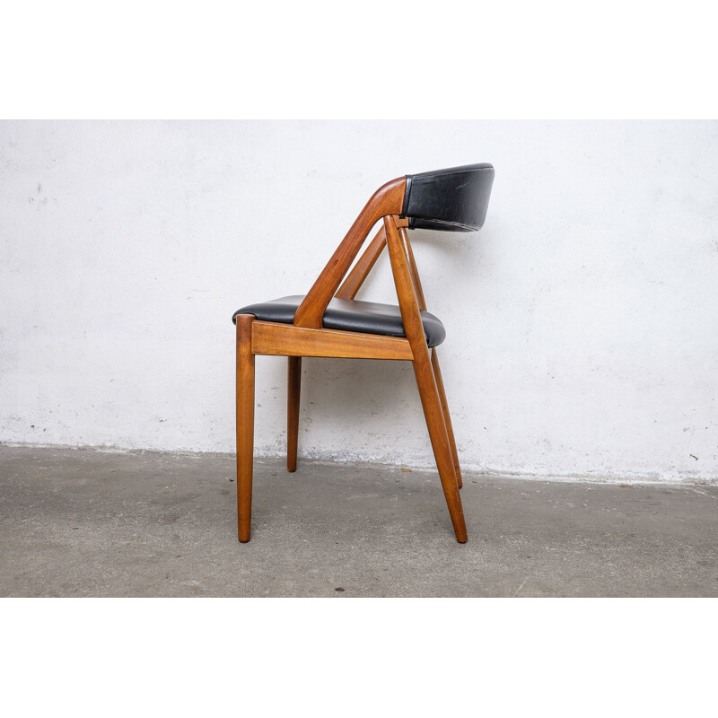 Vintage Teak & Skai Chair by Kai Kristiansen for Schou Andersen, 1960s