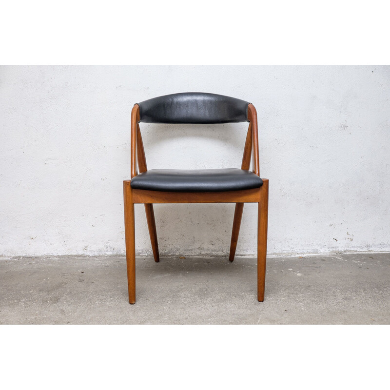 Vintage Teak & Skai Chair by Kai Kristiansen for Schou Andersen, 1960s