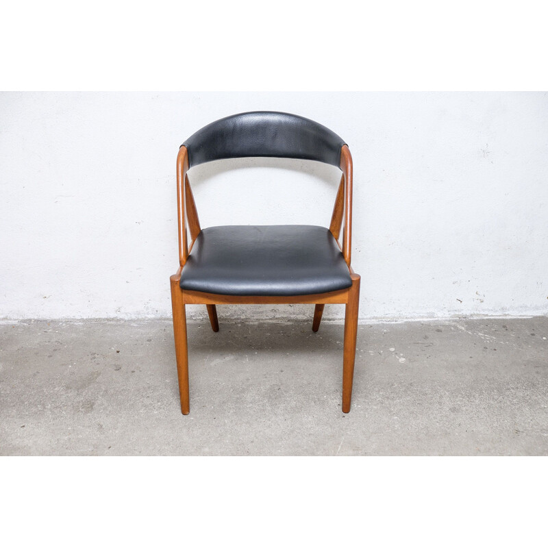 Vintage Teak & Skai Chair by Kai Kristiansen for Schou Andersen, 1960s