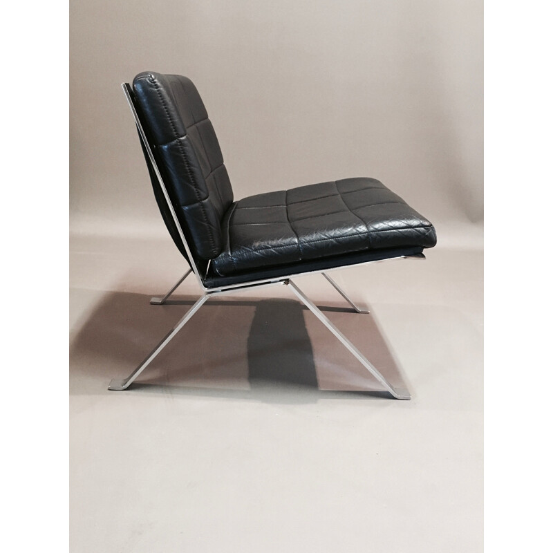 Vintage armchair by Hans Eichenberger in black leather 1960s