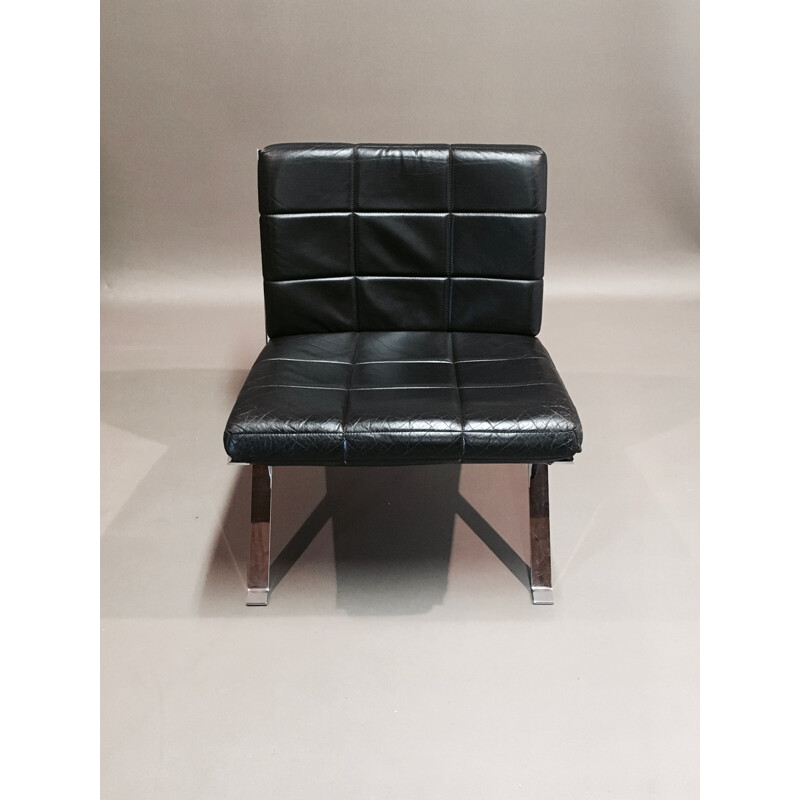 Fauteuil vintage par Hans Eichenberger en cuir noir 1960