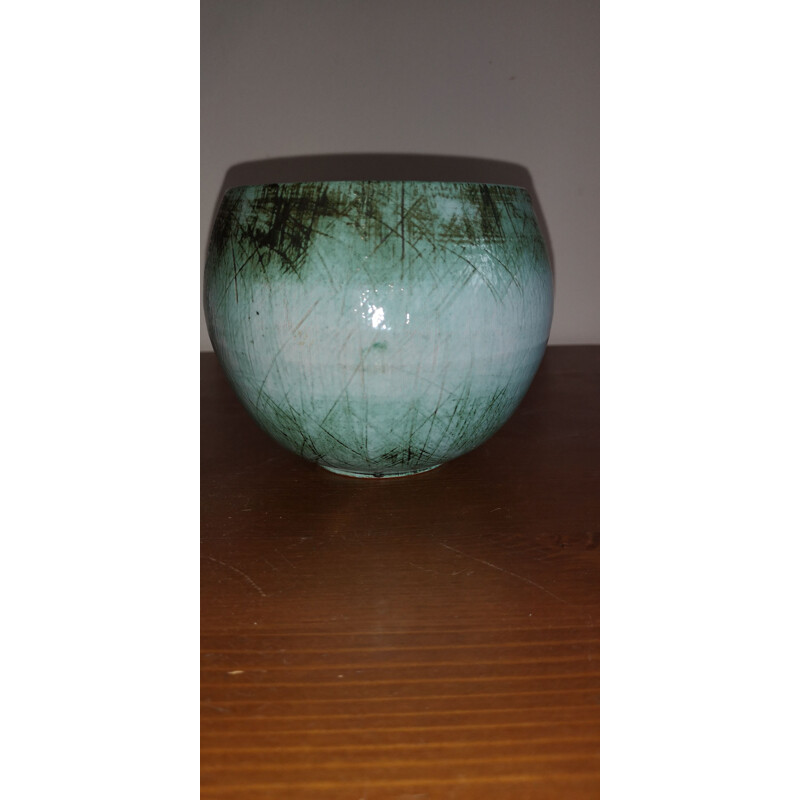 Vintage green ceramic vase 1950