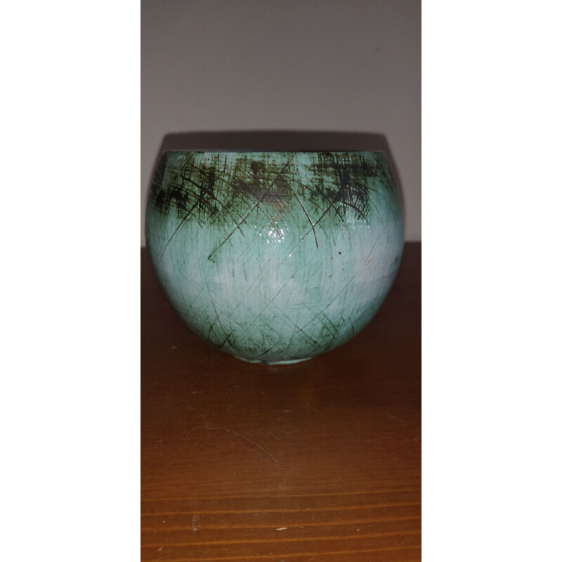 Vase céramique vintage vert 1950
