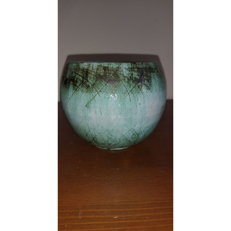 Vintage green ceramic vase 1950