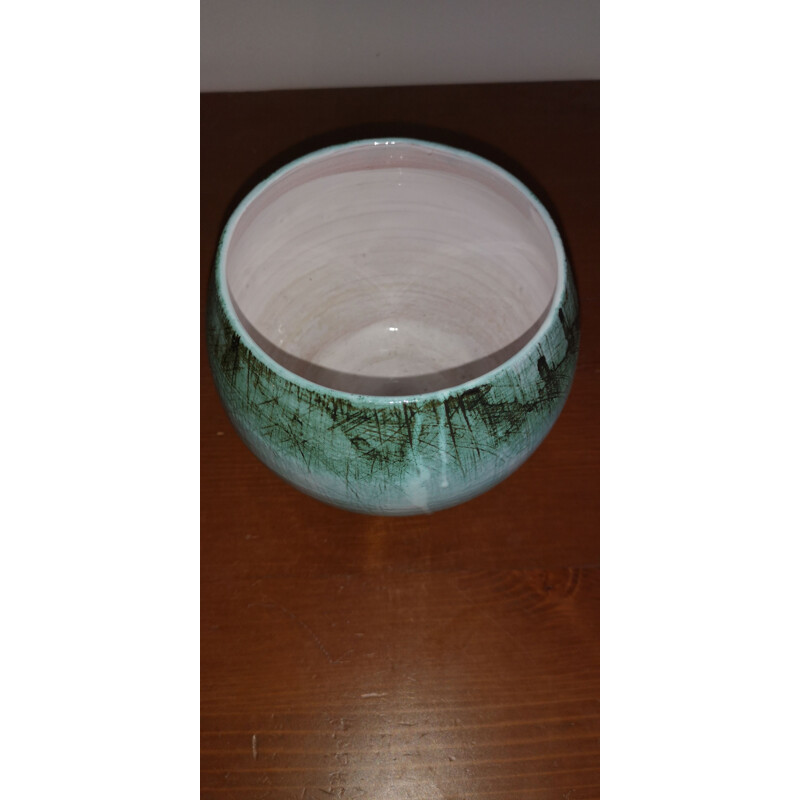 Vase céramique vintage vert 1950