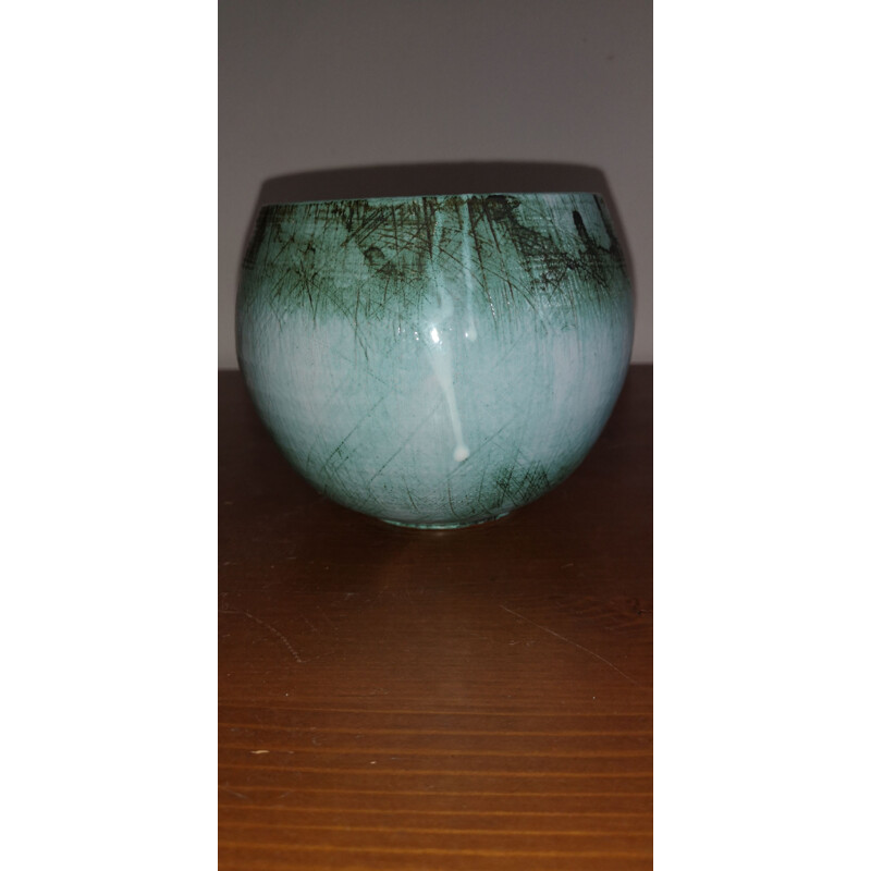 Vintage green ceramic vase 1950
