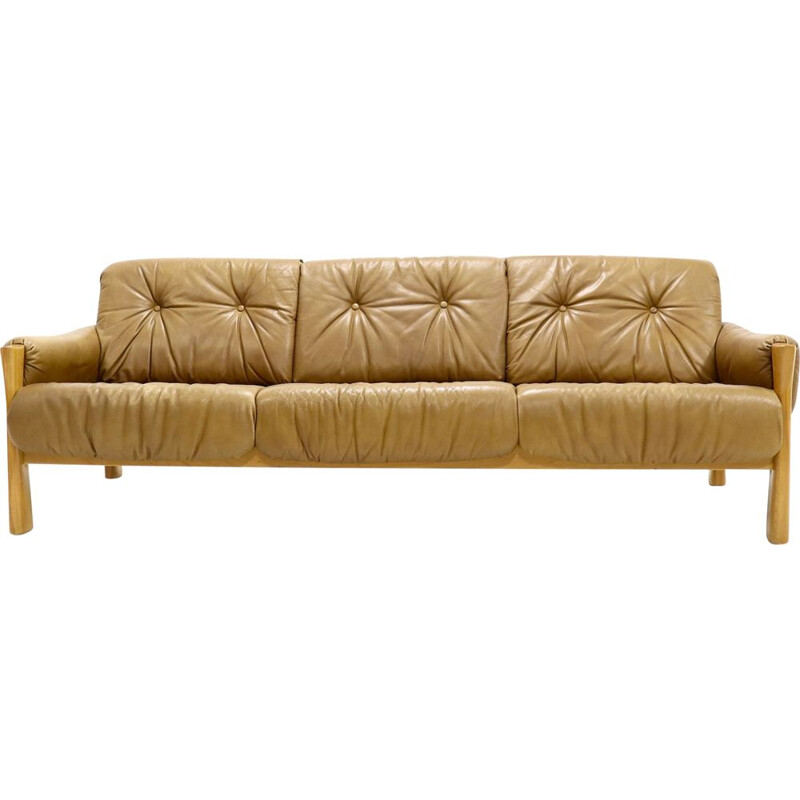 Brazilian style vintage sofa in leather, 1960s