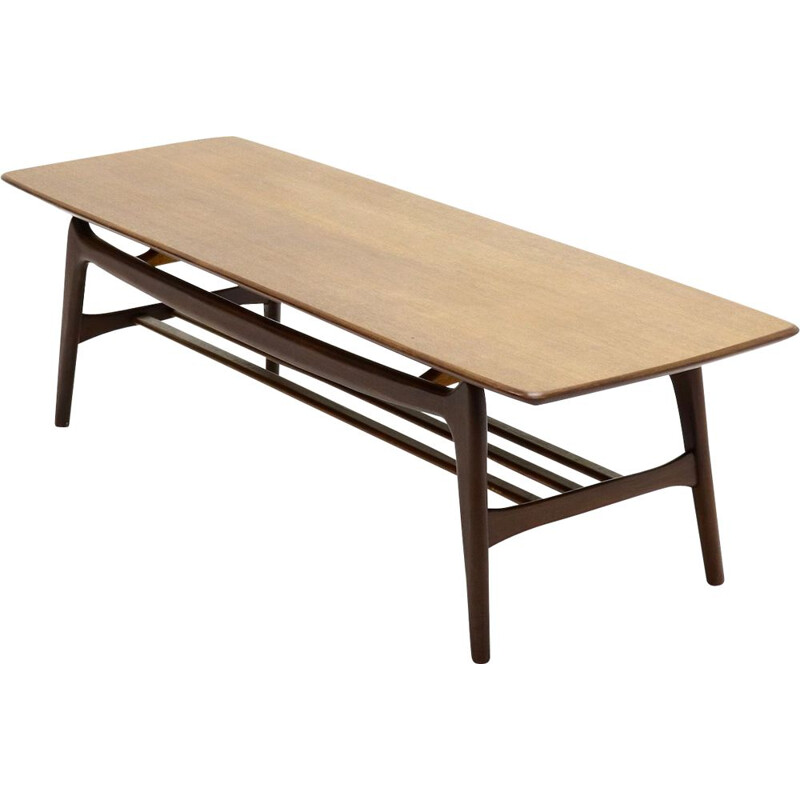 Vintage teak coffee table by Louis van Teeffelen for WeBe, 1950s