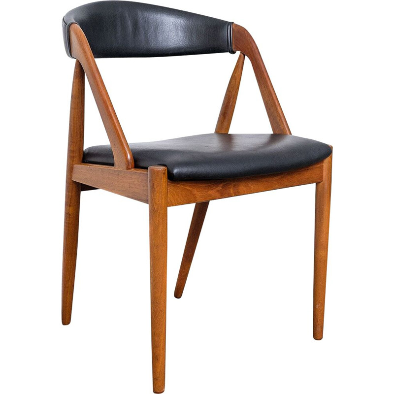 Vintage Teak & Skai Chair by Kai Kristiansen for Schou Andersen, 1960s