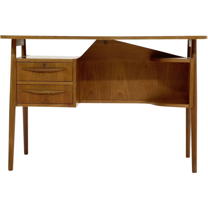 Vintage Danish teak desk by Gunnar Nielsen for Tibergaard, 1960s