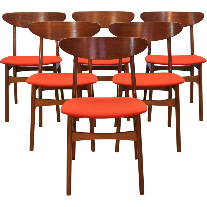 Vintage set of 6 danish dining chairs in teak by Falsled, 1960s