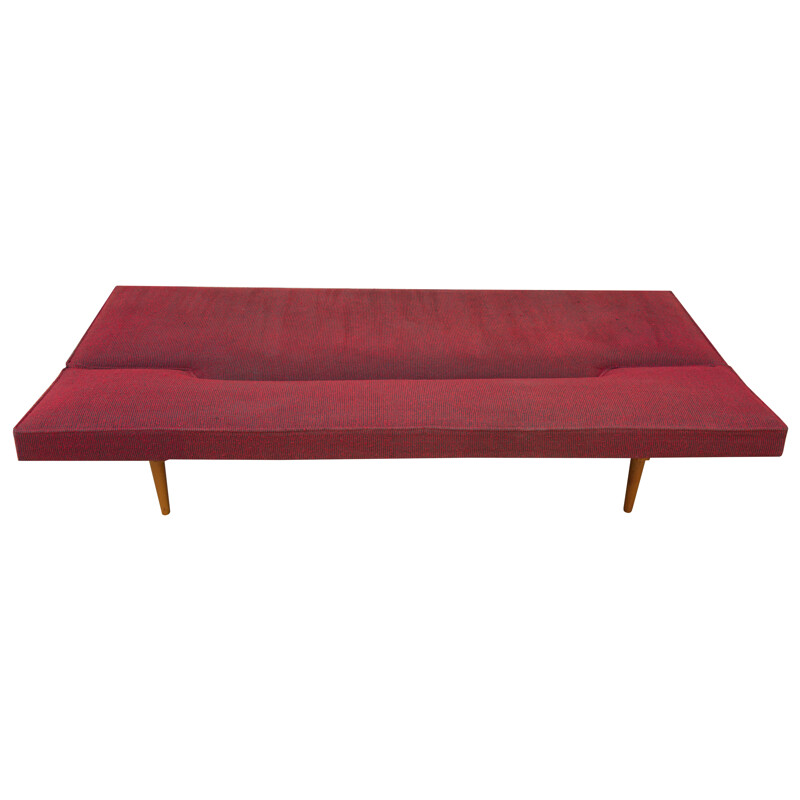 Vintage red sofa bed by Miroslav Navratil, scandinavian design, 1960s